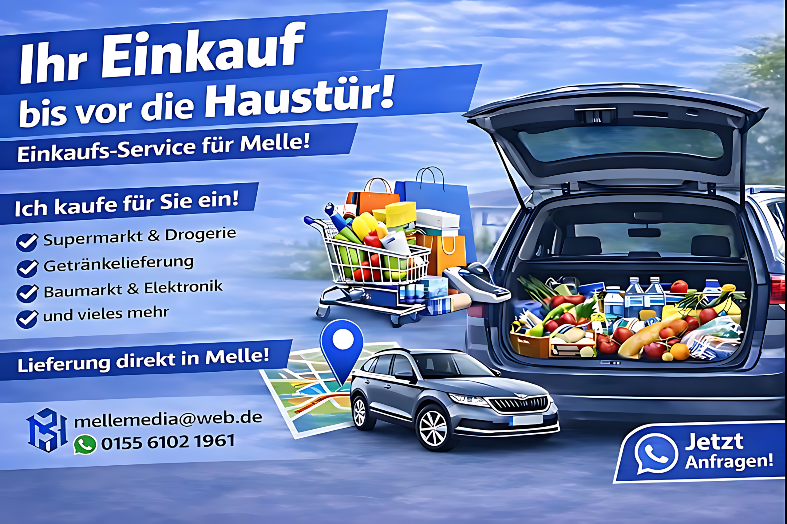 Einkaufsservice Melle mit Lieferung von Lebensmitteln, Getränken und Einkäufen bis zur Haustür