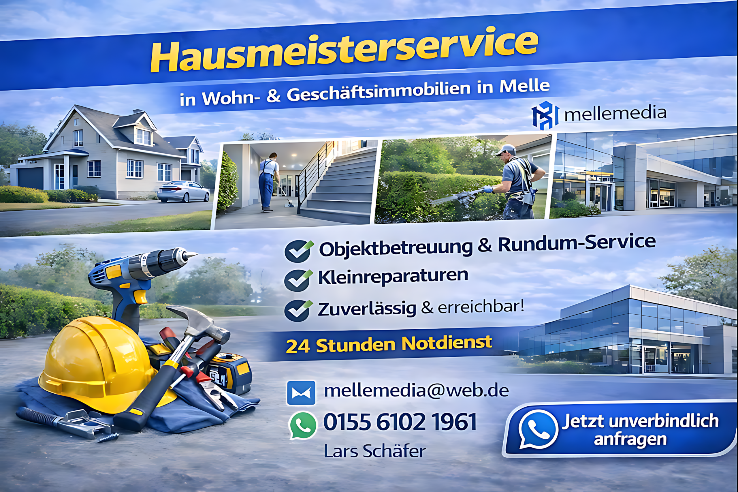 Hausmeisterservice in Melle für Wohn- und Geschäftsimmobilien – Objektbetreuung, Kleinreparaturen und 24-Stunden-Notdienst