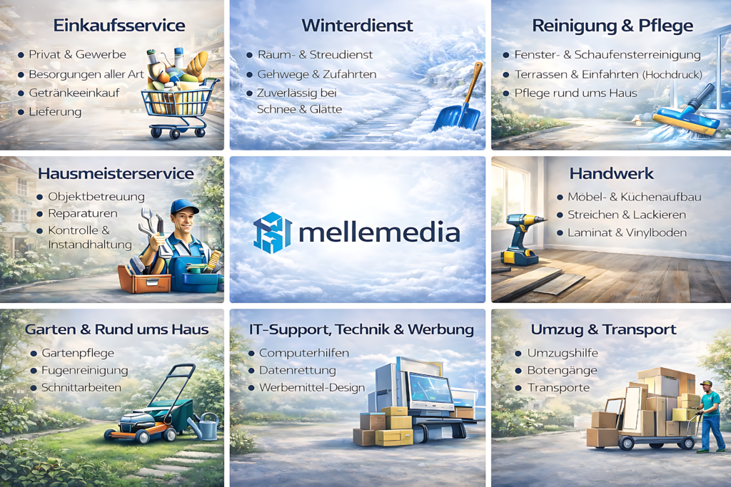 Dienstleistungen | Leistungen in Melle & Umgebung – Einkaufsservice, Winterdienst, Reinigung Hausmeisterservice & Handwerk in Melle