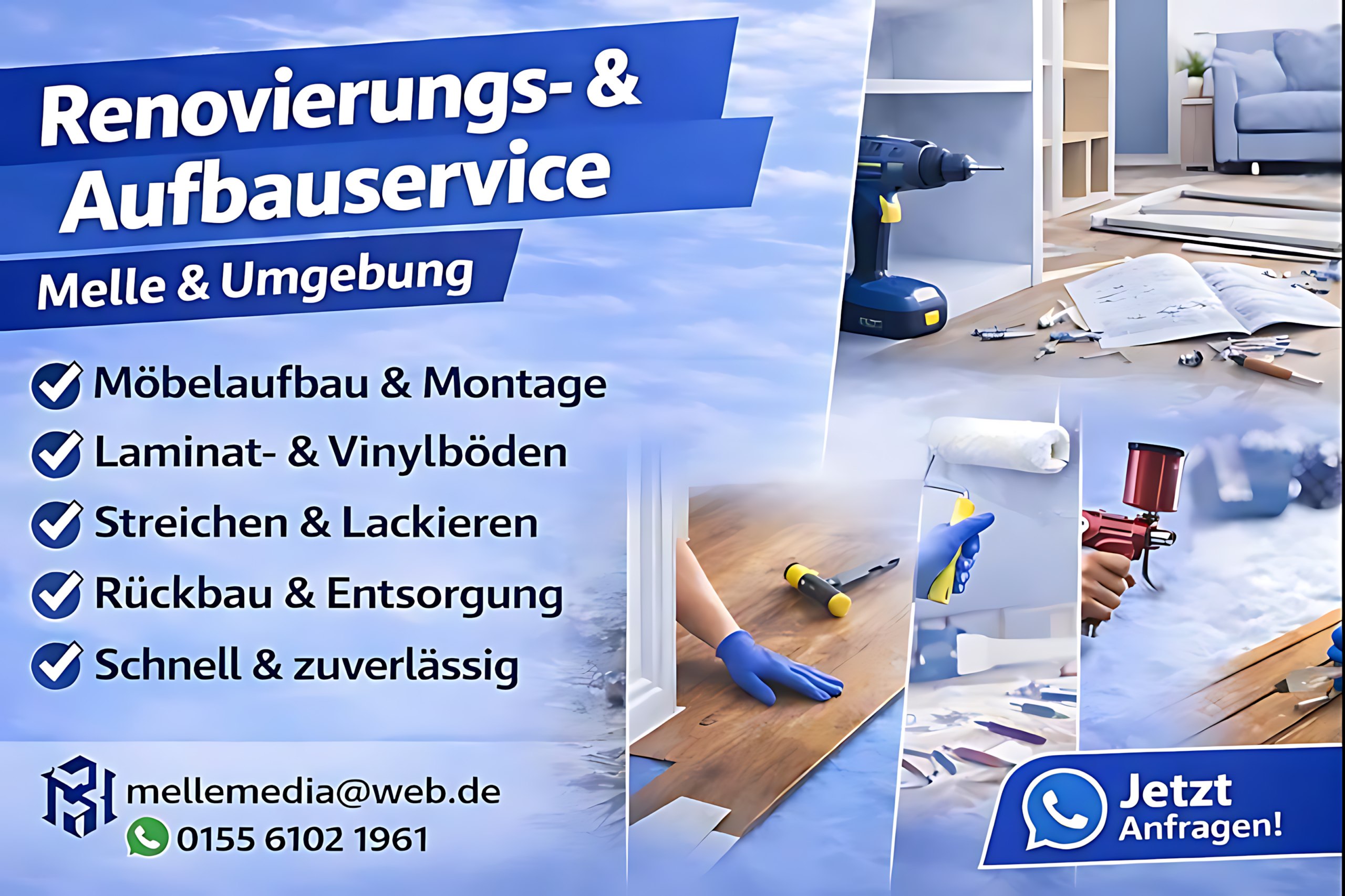 Renovierungs- und Aufbauservice in Melle – Möbelmontage, Bodenverlegung und Malerarbeiten