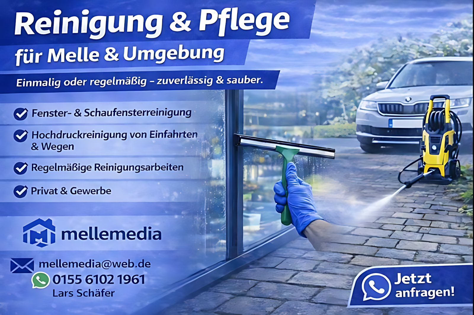 Reinigung & Pflege in Melle – Fenster- und Schaufensterreinigung sowie Hochdruckreinigung von Einfahrten und Wegen