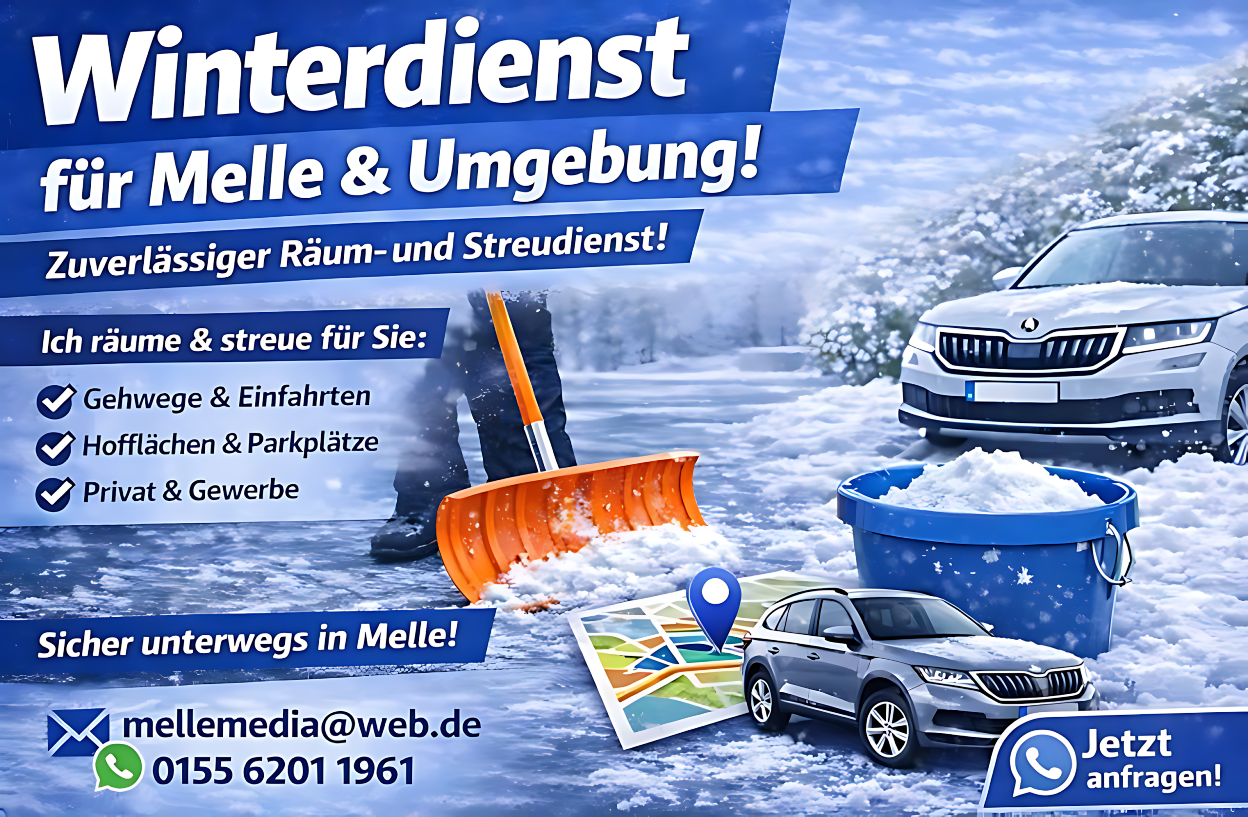 Winterdienst in Melle – Räum- und Streudienst für Gehwege, Zufahrten und Außenanlagen bei Schnee und Glätte